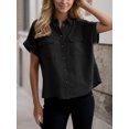 thumbnail image 4 of Weardear Womens Short Sleeve Shirts V Neck Collared Button Down Shirt Tops with Pockets, 4 of 5