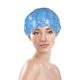 thumbnail image 3 of YFYANG Women's Double Waterproof Shower Cap, Blue Snowflake Pattern Reusable Hair Cap for All Hair Styles and Head Sizes, 3 of 9