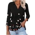 thumbnail image 2 of Jsaierl 3/4 Sleeve Tops for Women Summer V Neck Shirts Trendy Print Petite Blouses Classic Elegant Tunic Top S-2XL, 2 of 7