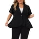 thumbnail image 1 of Blazers de mujer de talla grande Agnes Orinda para oficina, manga corta, con botones y bolsillos, 1X negro, 1 of 8