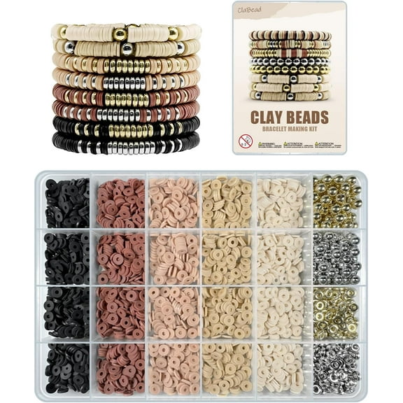 3200Pcs Clay Beads Bracelet Kit with Gold Beads and Sliver Beads