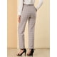 thumbnail image 5 of INSPIRE CHIC Pantalones a cuadros casuales para mujer, bolsillos, pierna recta, trabajo, oficina, pantalones Camello S, 5 of 6