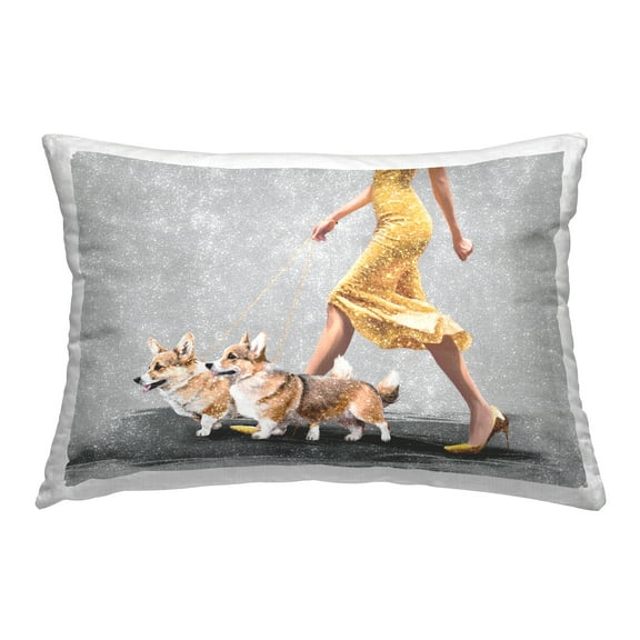 Stupell Industries Chic Woman with Corgis Decorative Printed Throw Pillow Design by Svetlana Aleynikova.