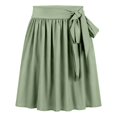 thumbnail image 4 of ZHOGXU Elegant Skirts For Womens Solid Color Elastic Waist A Line Tie Waist Pleated Design Outdoor Shopping Dating, 4 of 4