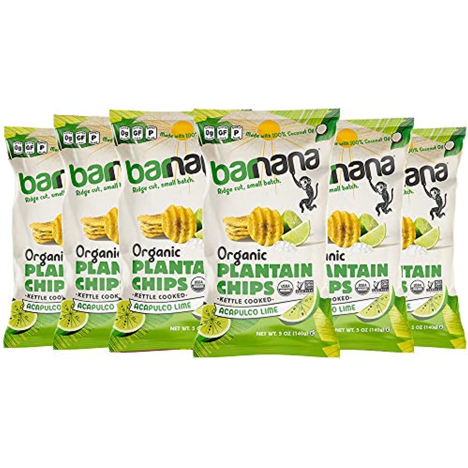 Barnana Organic Plantain Chips Acapulco Lime Salty, Crunchy, Thick