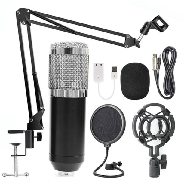 Kit de grabación de estudio de canto Teléfono PC KTV Micrófono de red Soporte de brazo plegable, Negro Plata seitruly EL001055-04