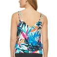 thumbnail image 3 of Calvin Klein LAPIS MULTI TROPICAL RAINFOREST Double-Strap Tankini Top, US Small, 3 of 3