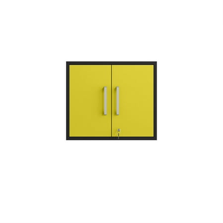 

Eiffel Floating Garage Storage Cabinet with Lock and Key in Yellow Gloss