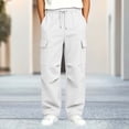 thumbnail image 6 of Annhoo Boys Girls Cargo Joggers Pants with Pockets Fashion Drawstring Elastic Waist Pleated Pants Basic Casual Trousers, 6 of 7