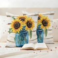 thumbnail image 3 of Sunflower Outdoor Waterproof Pillow Covers, Blue Bottle Yellow Floral Country Woodgrain Decorative Square Throw Pillowcase Sofa Cushion Sham for Patio/Couch/Chair, 24"x24" 2 Pack, 3 of 8