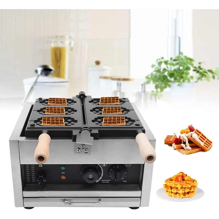 Miumaeov Commercial Waffle Maker Electric Waffle Iron Cone Machine 3 Slice  Stainless Steel Non-stick Double Head Egg Bubble Waffle Furnace for Bakery
