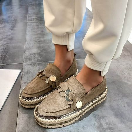 

MIASHUI shoes for women Platform Suede Women s Fashion Shallow Casual Color Rhinestone Solid Shoes Women s casual shoes