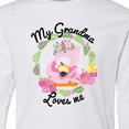 thumbnail image 4 of Inktastic Baby Flamingo My Grandma Loves Me with Flower Wreath Long Sleeve Youth T-Shirt, 4 of 5