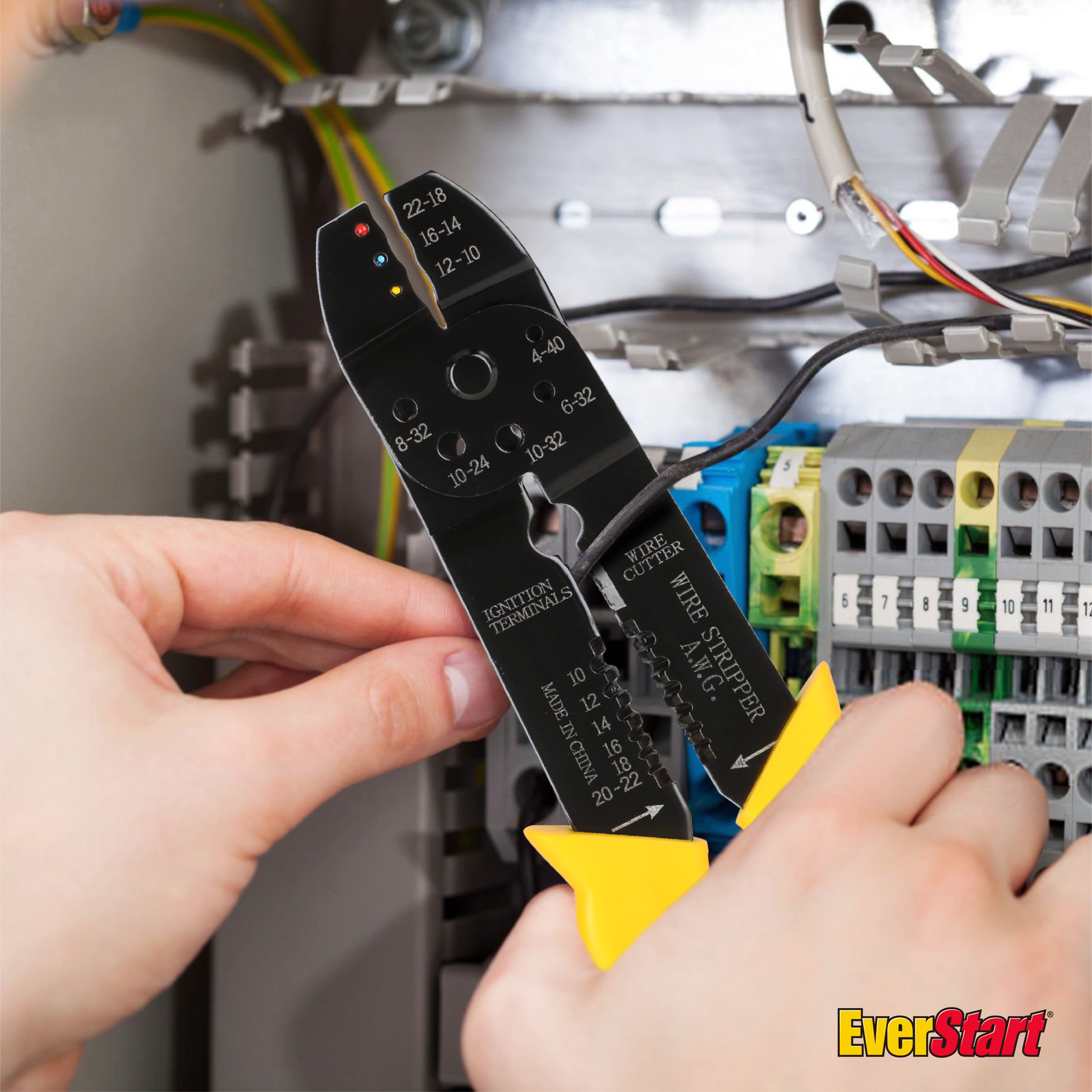 EverStart 3-in-1 Self-Adjusting Wire Stripper/Crimper/Cutter, 10–22 AWG