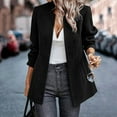 thumbnail image 2 of felwors Women’s Open Front Herringbone Blazer-Business Casual Long Sleeve Work Jacket with Full Lining and Padded Shoulders Black, L, 2 of 6