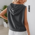 thumbnail image 4 of SONXAHE Cropped Cut Sleeveless Hoodie for Women Slim Fit Street Daily Tank Pullover, 4 of 7