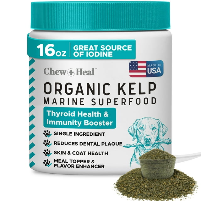 Suplemento de algas marinas Chew + Heal Labs para perros 473 ml con cuchara
