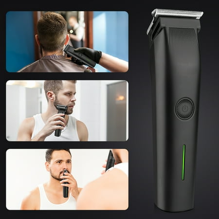 3-in-1 Beard Trimmer for Men, Precision Hair Clippers & Grooming Kit with Nose Ear Trimmer, 3 Guide Combs, Cordless USB Rechargeable, Home & Travel Use, Black
