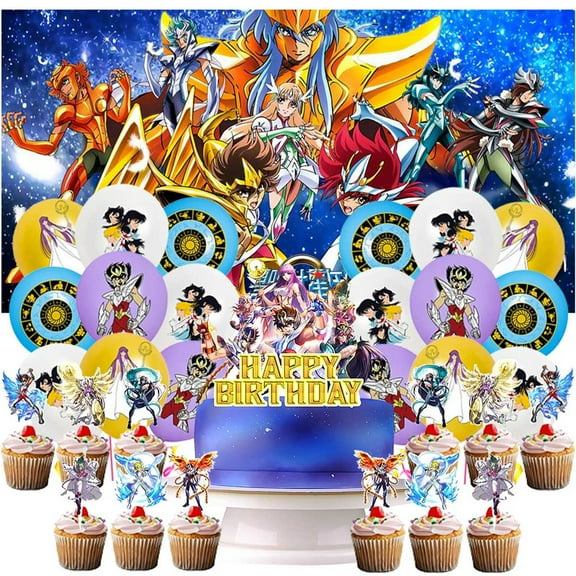Saint Seiya Party Supplies Latex Balloons Decor Banner Backdrop Kit Birthday Decorations