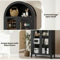 thumbnail image 4 of Armoire de Garde-Manger Arquée de Style Ferme de 63 Pouces de Hauteur avec Portes en Verre, Console de Rangement d'Exposition à 5 Niveaux Réglables pour Cuisine et Salle à Manger, Noyer Bleu Noir Blanc, 4 of 7