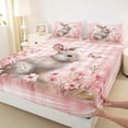 thumbnail image 4 of Erosebridal Rabbit Flower Girls Bed Sheets, Pink Buffalo King Sheets, 4-Piece, 4 of 5