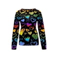 thumbnail image 2 of Camisa del día de San Valentín de las mujeres que imprime las camisetas de manga larga del jersey de las tapas XBTCLXEBCO Amarillo negro, T XXL, 2 of 6