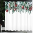 thumbnail image 4 of Ambesonne Christmas Shower Curtain, Stars Berries Xmas, 69"Wx84"L, Green Red, 4 of 5