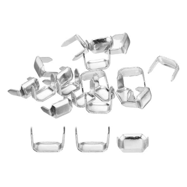Uxcell 30Pack Grapas de Cuero de Latón, Sujetador de Bucles de Cinturón Rectangular de 8x5mm para Sujetador de Cinturón, Plata