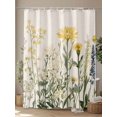 thumbnail image 4 of Shower Curtains Watercolor Flowers Leaf Bath Curtain Yellow Wildflowers Plant Waterproof Bathroom Shower Curtain Set with Hooks Decoration 36 x 72 Inches, 4 of 7