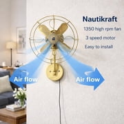 Vintage Brass Wall Fan | Retro Home Decor, 3-Speed Motor