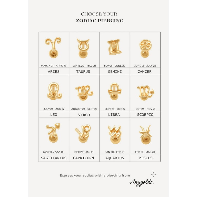 Zodiac Piercing Charms 12pcs – Tulip Real Deal