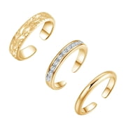 DESIGNICE 3Pcs Toe Rings Set For Women Adjustable Simple Flower Ring Summer Beach
