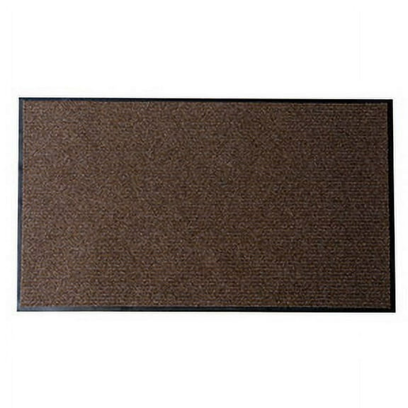 UNIMAT Ribbed Entrance Brown Rubber Indoor/Outdoor Backing Doormat, 3x5', Non-Slip Waterproof