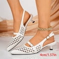 thumbnail image 5 of Kitten Heels for Women Pointed Toe Pumps Low Heel Slingback Heels with Buckle Dress Shoes for Dating Party Working White 38, 5 of 6