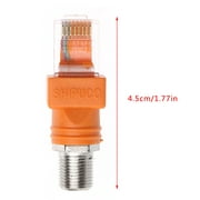 F Female to RJ45 Male Coaxial Hollow Coupler Adapter RJ45 to RF Connector Converter -Ethernet Cable, Orange