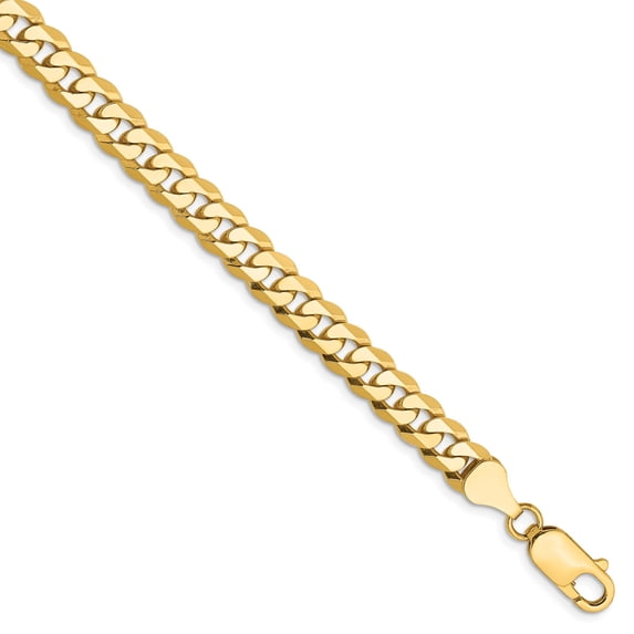 14k 6.25mm Beveled Curb Chain in 14k Yellow Gold