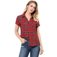 thumbnail image 1 of Camisa a Cuadros Estilo Western Algodón Clásico Con Botones Allegra K Rojo M, 1 of 6