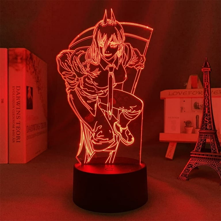 Anime motosserra homem acrílico led night light denji pochita power stand  figura colorida lâmpada 3d crianças decoração do quarto fãs colecionáveis –