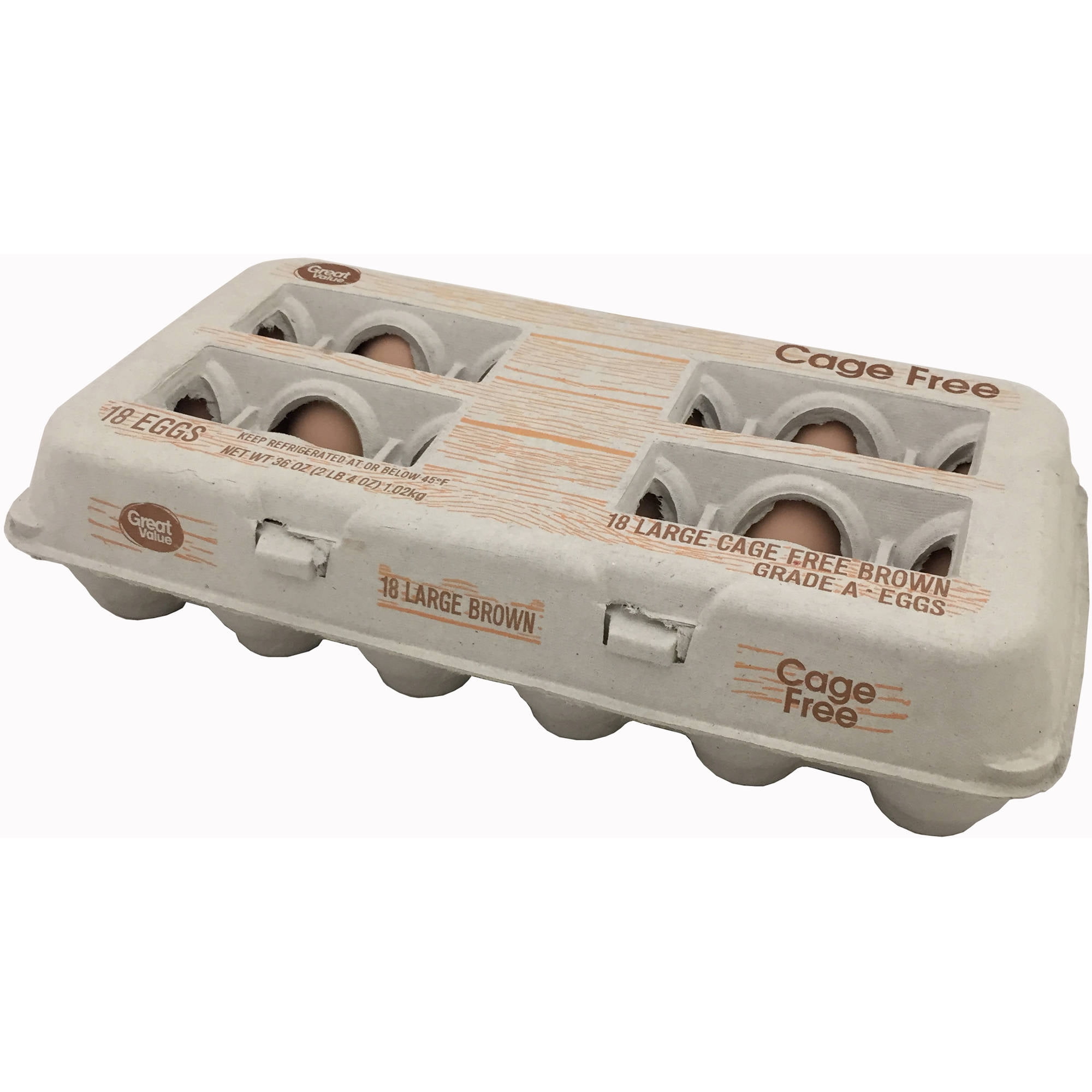 Great Value Cage Free Large Brown Eggs, 18 Count