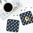 thumbnail image 3 of Bingfone Vintage Christmas Gnome blue Leather Drinks Coasters with Set of 6,Suitable for Home Kitchen,Coffee Cup Coasters Home Gift, 3 of 7