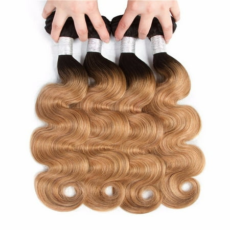 Hc T1b 27 Dark Roots Blonde End Pre Colored Ombre Brazilian Body Wave 4 Bundles 22 22 22 22