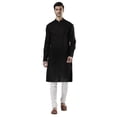 thumbnail image 1 of Ethnix Men's Indian Mandarin Collar Pure Cotton Textured Kurta Tunic Pajama Set; Black; LG, 1 of 4