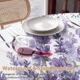 thumbnail image 4 of Purple Lavender Flower Round Tablecloth 60 inches Vintage Purple Lavender Floral Watercolor Dragonfly Waterproof Oil-Proof Table Cloth Round Table Cover for Holiday Party Picnic Dinner Decor, 4 of 9