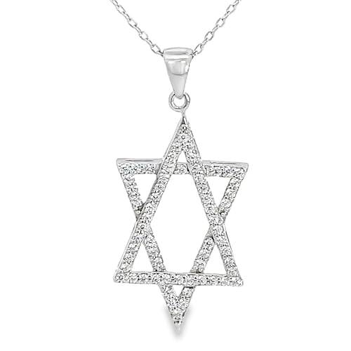 My Daily Styles 925 Sterling Silver CZ Star of David Pendant Necklace for Women