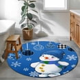 thumbnail image 5 of Blue Snowman Christmas Round Rug 3ft Washable Circle Entryway Rugs Non Slip Xmas Ball Snowflake Winter Area Rug Indoor Floor Carpet for Bedroom Kitchen Living Room Home Office Dining Room Nursery, 5 of 8