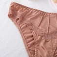 thumbnail image 6 of LNWUY Women's Fashion Solid Color Satin Silk Lace Hipster Panties Seamless Briefs Underwear Underpant Pink XL, 6 of 9