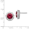 thumbnail image 3 of Cheryl M 925 Sterling Silver RH Plated Lab Created Ruby and CZ Post Earrings; for Adults and Teens; for Women and Men, 3 of 3