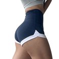 thumbnail image 3 of Pantalones cortos de entrenamiento de cintura alta para mujer, pantalones cortos de yoga atléticos con dobladillo envolvente, elásticos y transpirables, para correr, 3 of 6