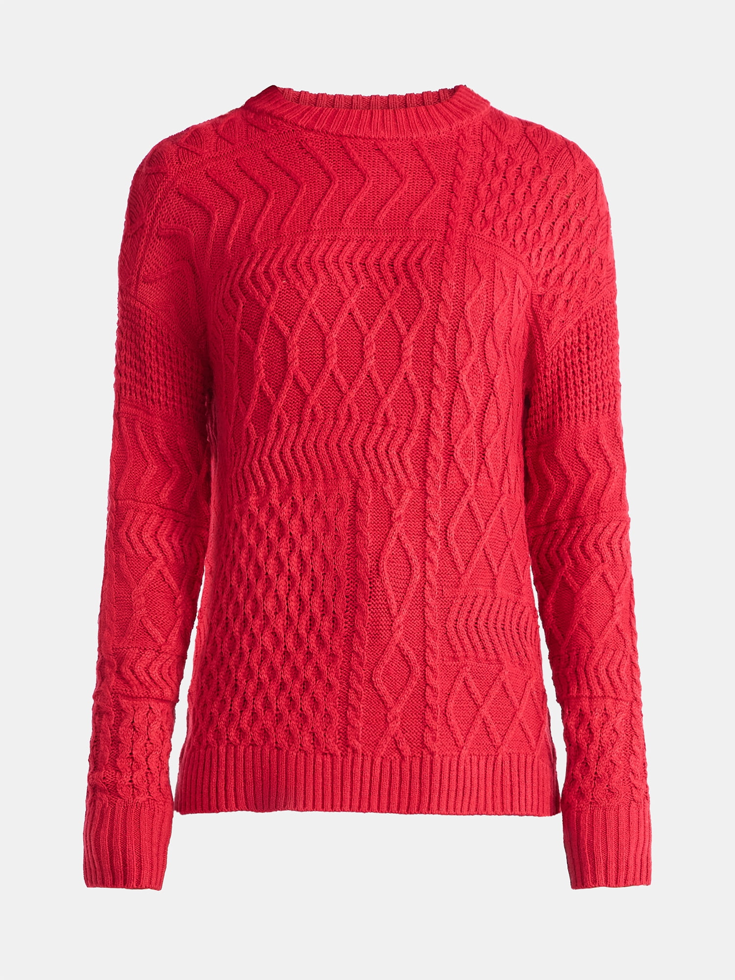 Time and Tru Women’s and Women’s Plus Mixed Stitch Sweater, Midweight, Sizes XS-4X