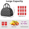 thumbnail image 5 of Gray and Black Checkered Pattern Insulated Lunch Bag,Leakproof Large Capacity Lunch Box for Work,Picnic or Travel,11.4 X 6.7 X 8.3 Inches, 5 of 6